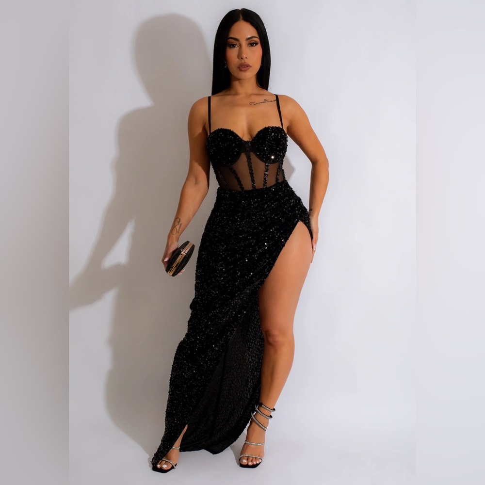 I'm The One Sequin Gown Black